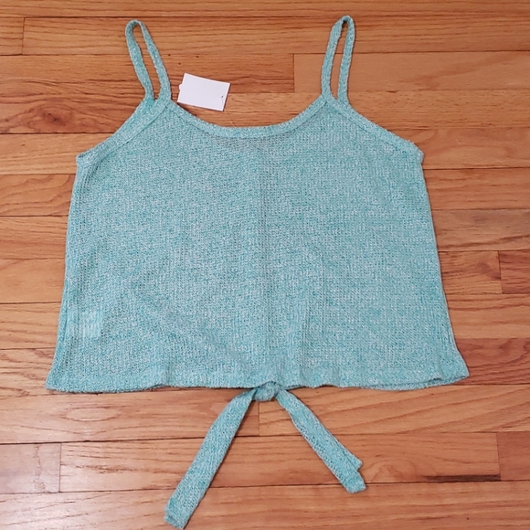 NWT Lush - Teal V-neck button down tie waist tank - Picture 5 of 6